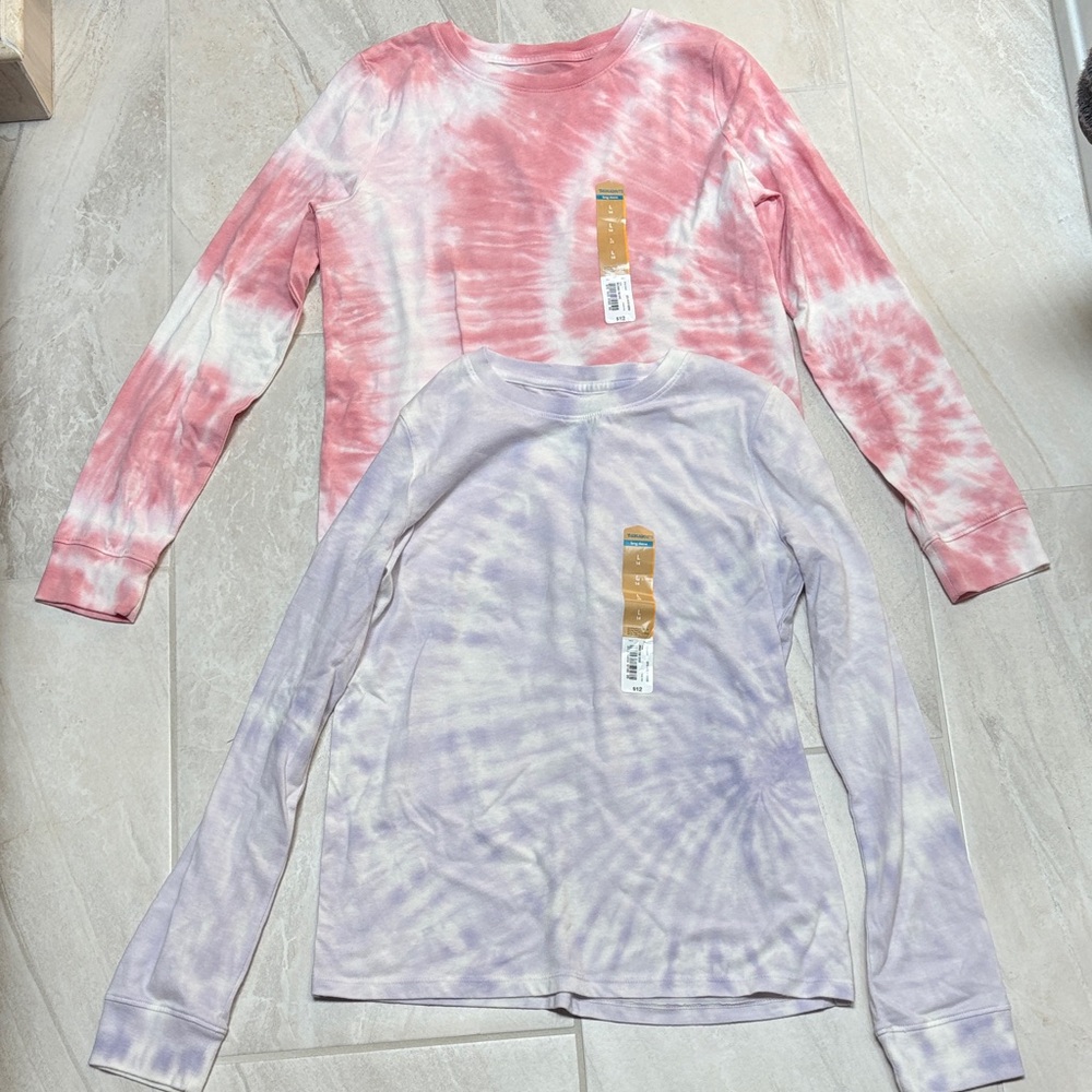 Thereabouts (L/14) Girts Tie-Dye Long Sleeve Shirts - Pink and Purple (NWT)